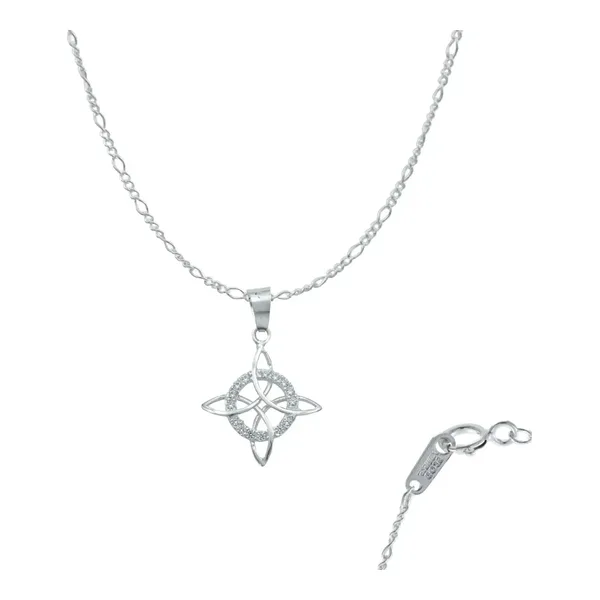 Collar Plata 925 Nudo de Bruja Celta con Zirconia y Cadena - Imagen 1