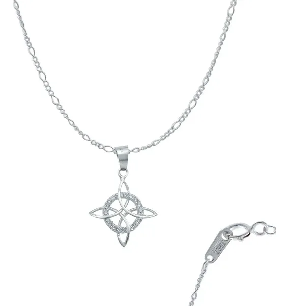 Collar Plata 925 Nudo de Bruja Celta con Zirconia y Cadena - Imagen 1