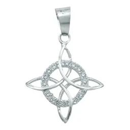 Collar Plata 925 Nudo de Bruja Celta con Zirconia y Cadena - Imagen 2