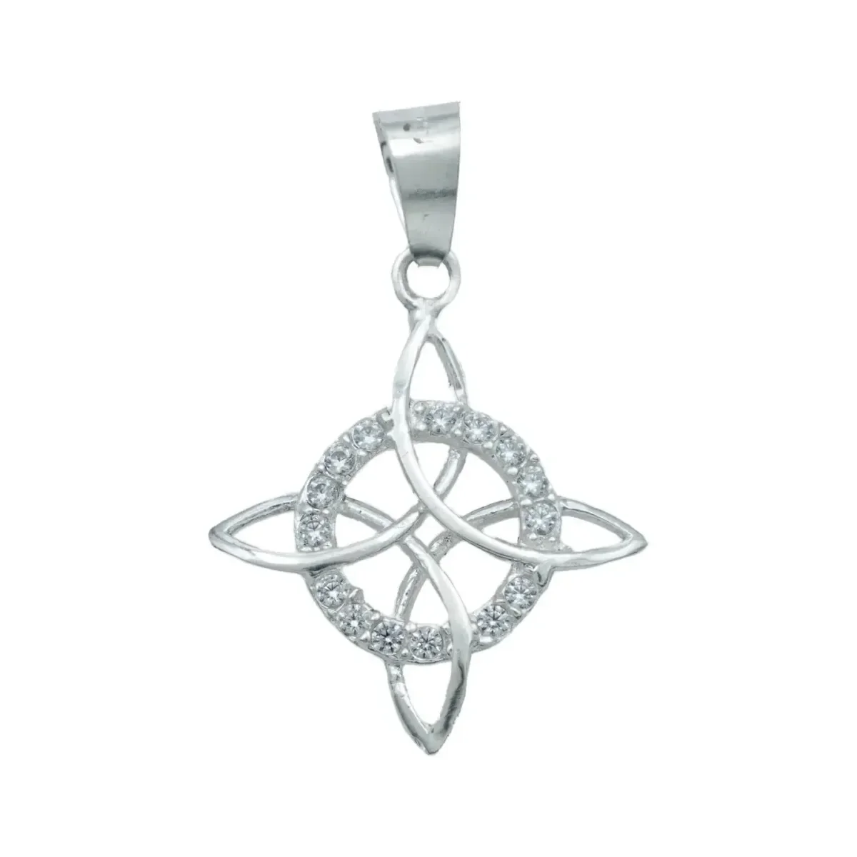 Collar Plata 925 Nudo de Bruja Celta con Zirconia y Cadena - Imagen 2