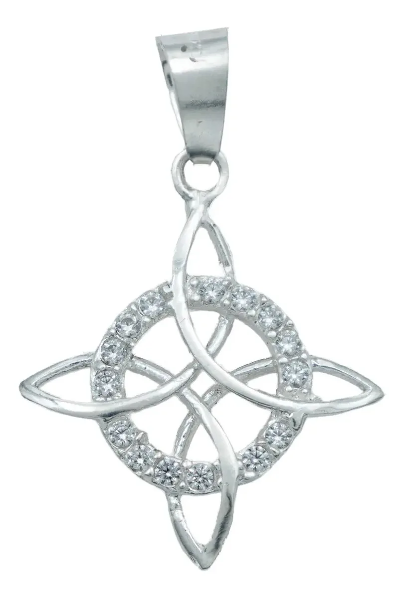 Collar Plata 925 Nudo de Bruja Celta con Zirconia y Cadena - Imagen 1