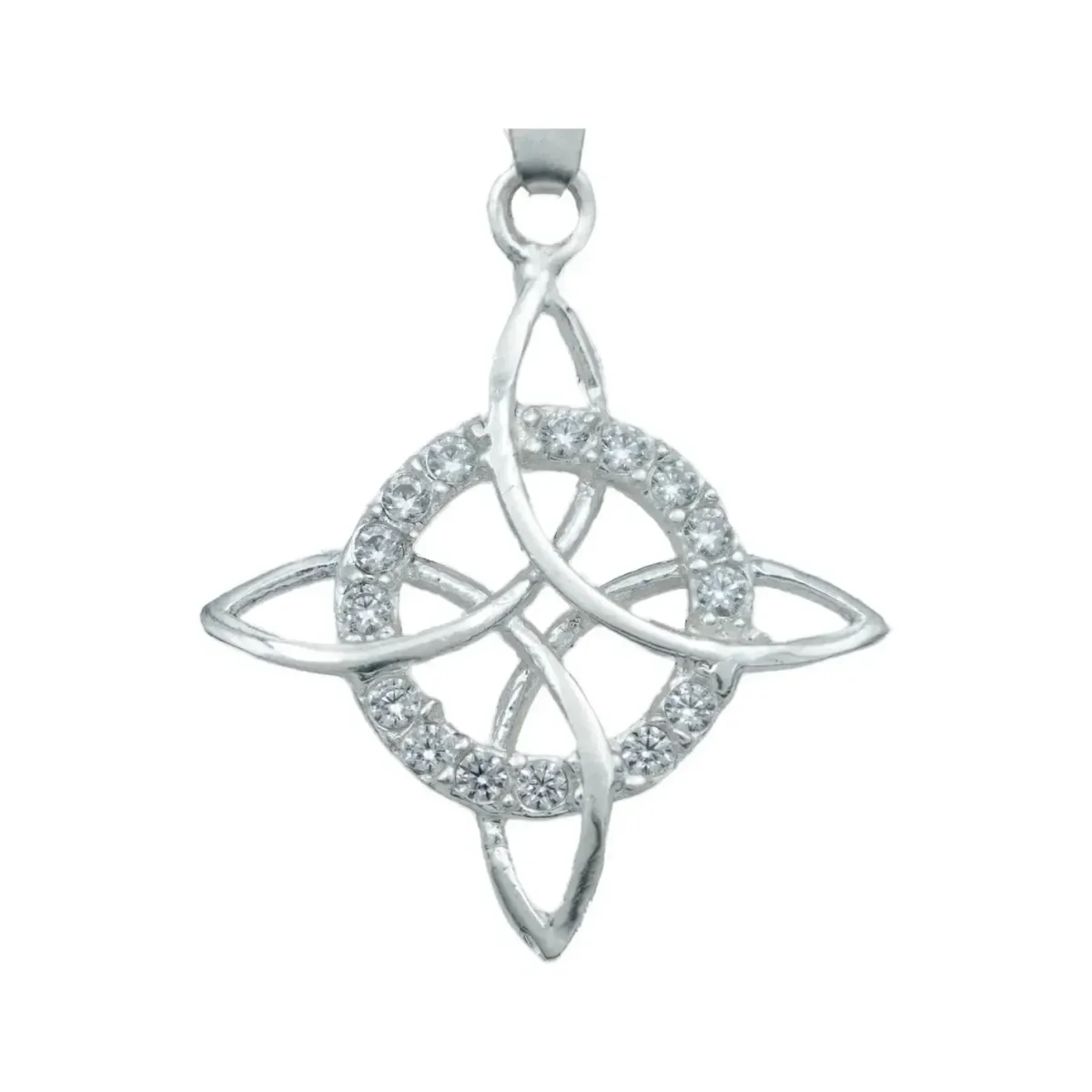 Collar Plata 925 Nudo de Bruja Celta con Zirconia y Cadena - Imagen 3