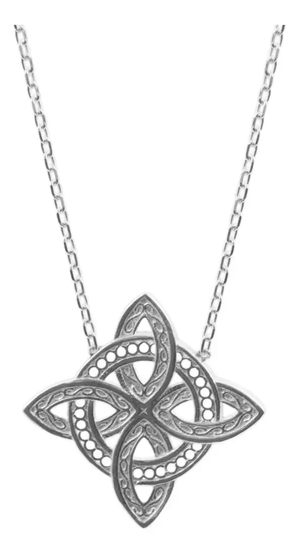 Collar Plata .925 Nudo de Bruja Celta, amuleto de protección con dije celta. Joyería espiritual certificada para mujer en pla