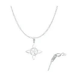 Collar Plata 925 Nudo de Bruja Celta Plano con Zirconia Rosa - Imagen 1