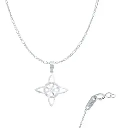 Collar Plata 925 Nudo de Bruja Celta Plano con Zirconia Rosa - Imagen 1