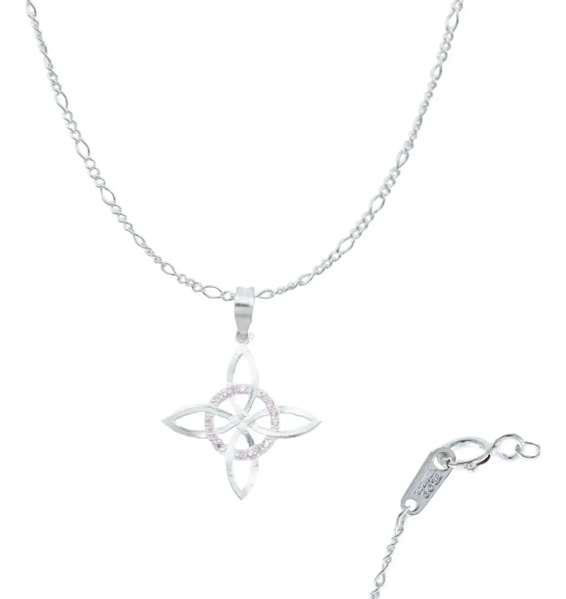 Collar Nudo de Bruja Celta de Plata 925 con Zirconia Rosa - Joyaris joyería fina artesanal mexicana