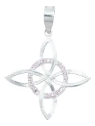 Collar Plata 925 Nudo de Bruja Celta Plano con Zirconia Rosa - Imagen 2