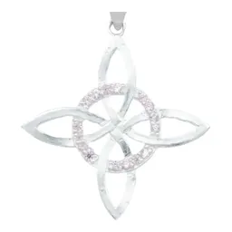 Collar Plata 925 Nudo de Bruja Celta Plano con Zirconia Rosa - Imagen 3