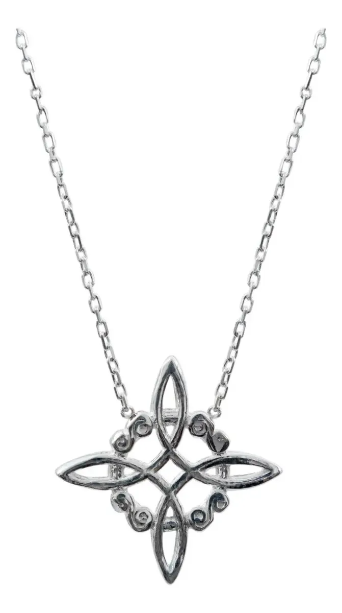 Collar Plata .925 Nudo de Bruja Celta, dije artesanal mexicano de protección espiritual. Joyería mística con significado en p