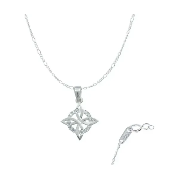 Collar Plata 925 Nudo de Bruja Celta Protección con Zirconia - Imagen 1