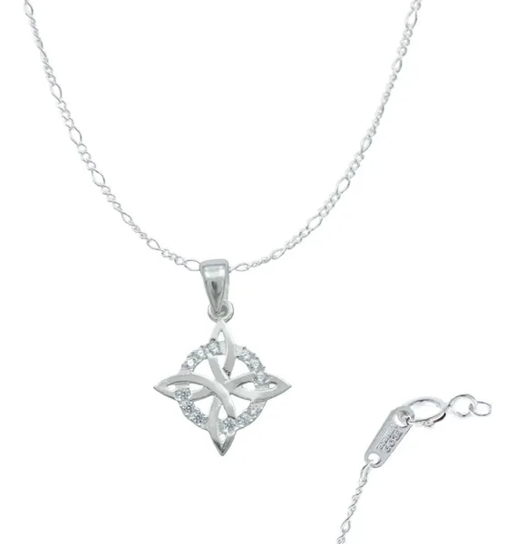 Collar Plata 925 Nudo de Bruja Celta Protección con Zirconia - Imagen 1