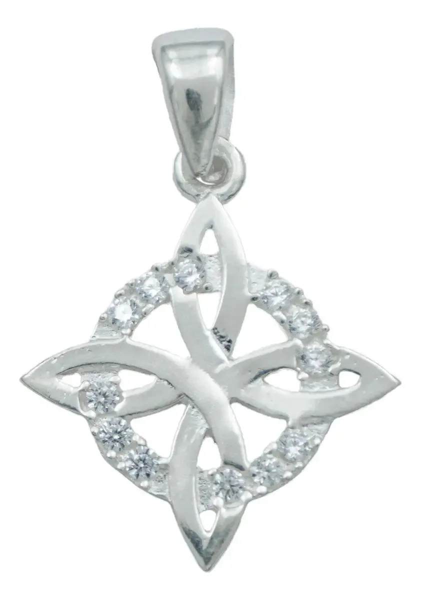 Collar Plata 925 Nudo de Bruja Celta Protección con Zirconia - Imagen 1