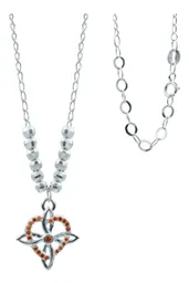 Collar Plata 925 Nudo de Bruja con Corazón y Zirconia Naranja - Imagen 1