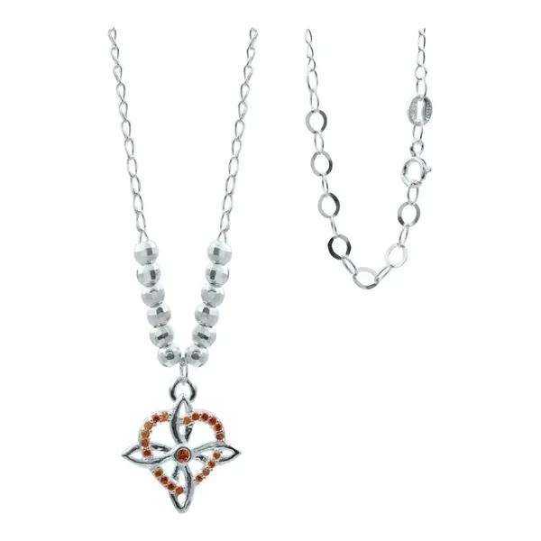 Collar Plata 925 Nudo de Bruja con Corazón y Zirconia Naranja - Imagen 1