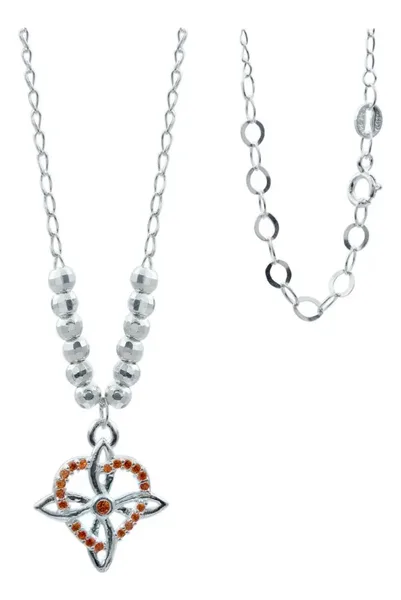 Collar Plata 925 Nudo de Bruja con Corazón y Zirconia Naranja - Imagen 1
