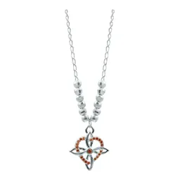 Collar Plata 925 Nudo de Bruja con Corazón y Zirconia Naranja - Imagen 2