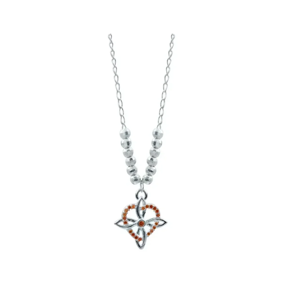 Collar Plata 925 Nudo de Bruja con Corazón y Zirconia Naranja - Imagen 2