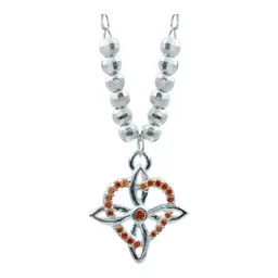 Collar Plata 925 Nudo de Bruja con Corazón y Zirconia Naranja - Imagen 3