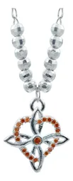 Collar Plata 925 Nudo de Bruja con Corazón y Zirconia Naranja - Imagen 3