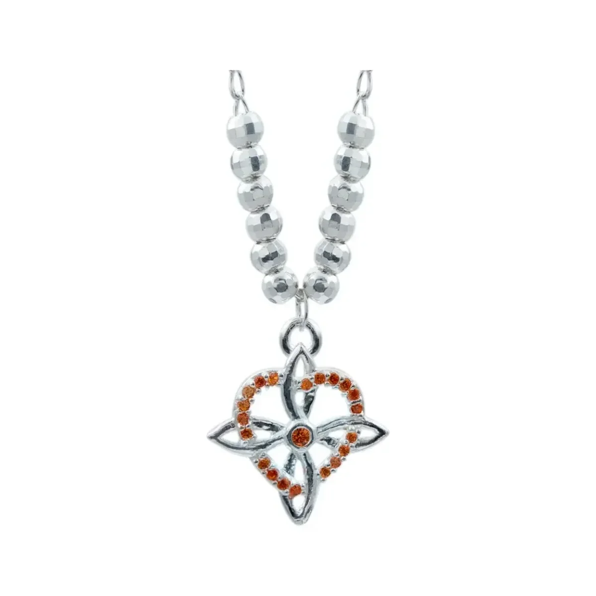 Collar Plata 925 Nudo de Bruja con Corazón y Zirconia Naranja - Imagen 3