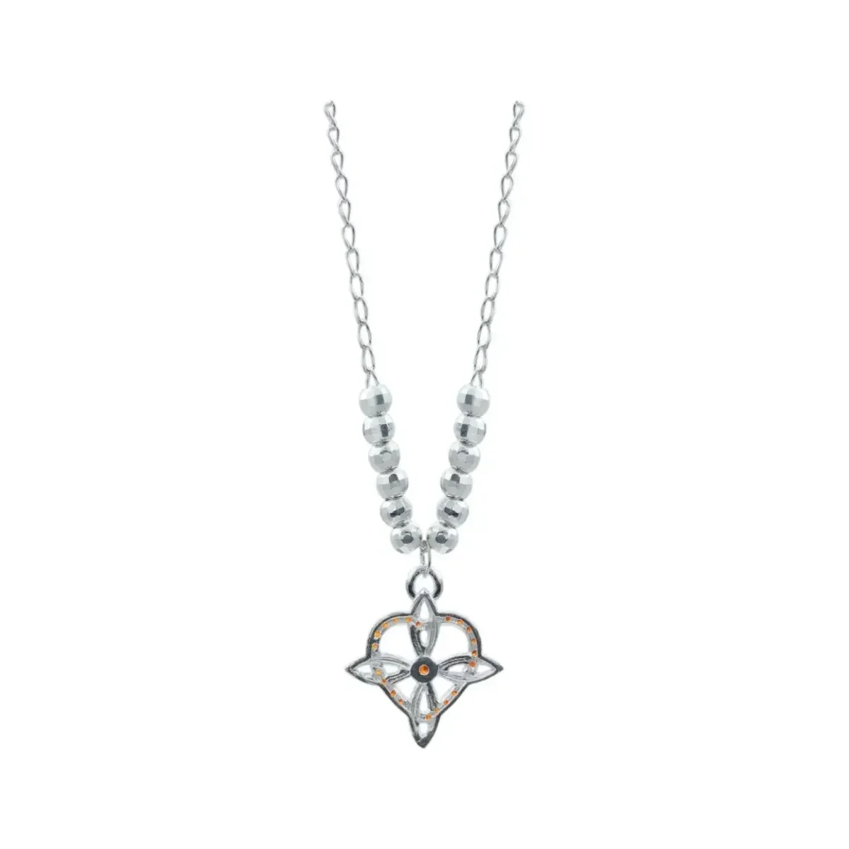 Collar Plata 925 Nudo de Bruja con Corazón y Zirconia Naranja - Imagen 4