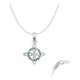 Collar Plata 925 Nudo de Bruja con Zirconia Multicolor y Cadena 45cm - Imagen 1