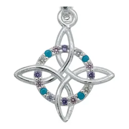 Collar Plata 925 Nudo de Bruja con Zirconia Multicolor y Cadena 45cm - Imagen 3