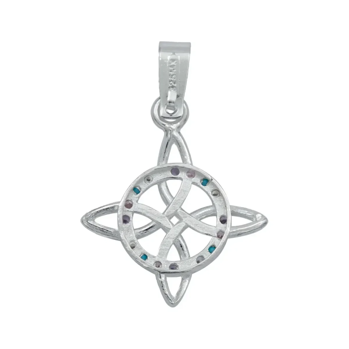 Collar Plata 925 Nudo de Bruja con Zirconia Multicolor y Cadena 45cm - Imagen 4