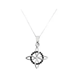 Collar Plata 925 Nudo de Bruja con Zirconia Negra 55cm - Imagen 1