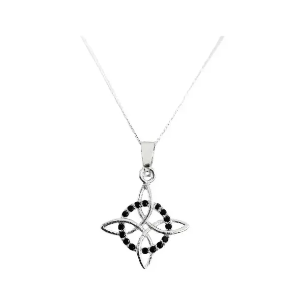 Collar Plata 925 Nudo de Bruja con Zirconia Negra 55cm - Imagen 1
