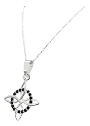 Collar Plata 925 Nudo de Bruja con Zirconia Negra 55cm - Imagen 2