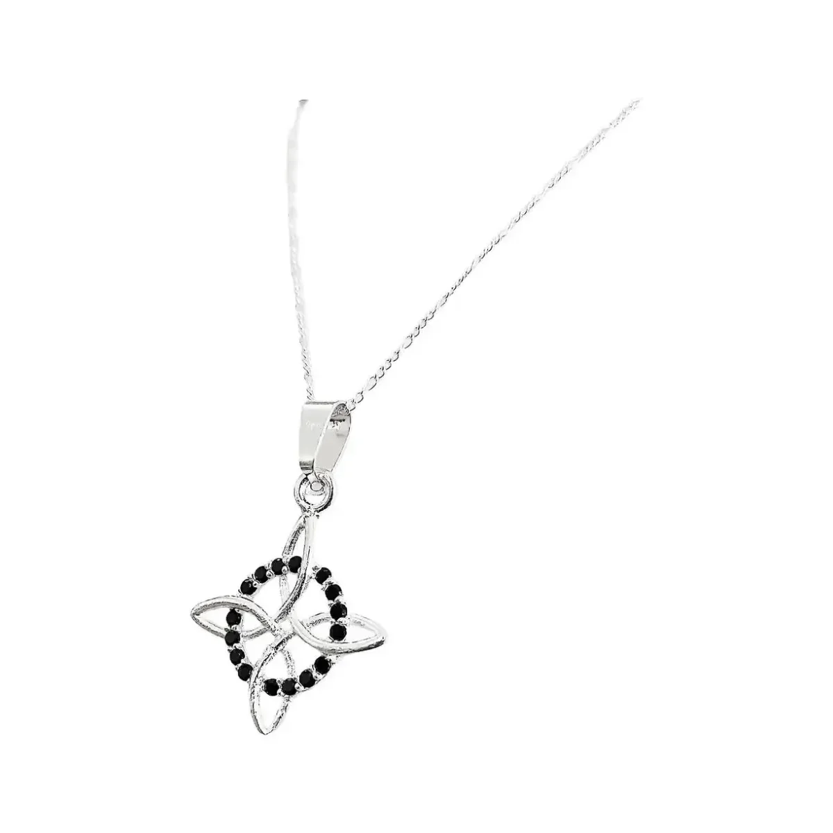 Collar Plata 925 Nudo de Bruja con Zirconia Negra 55cm - Imagen 2