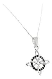 Collar Plata 925 Nudo de Bruja con Zirconia Negra 55cm - Imagen 3