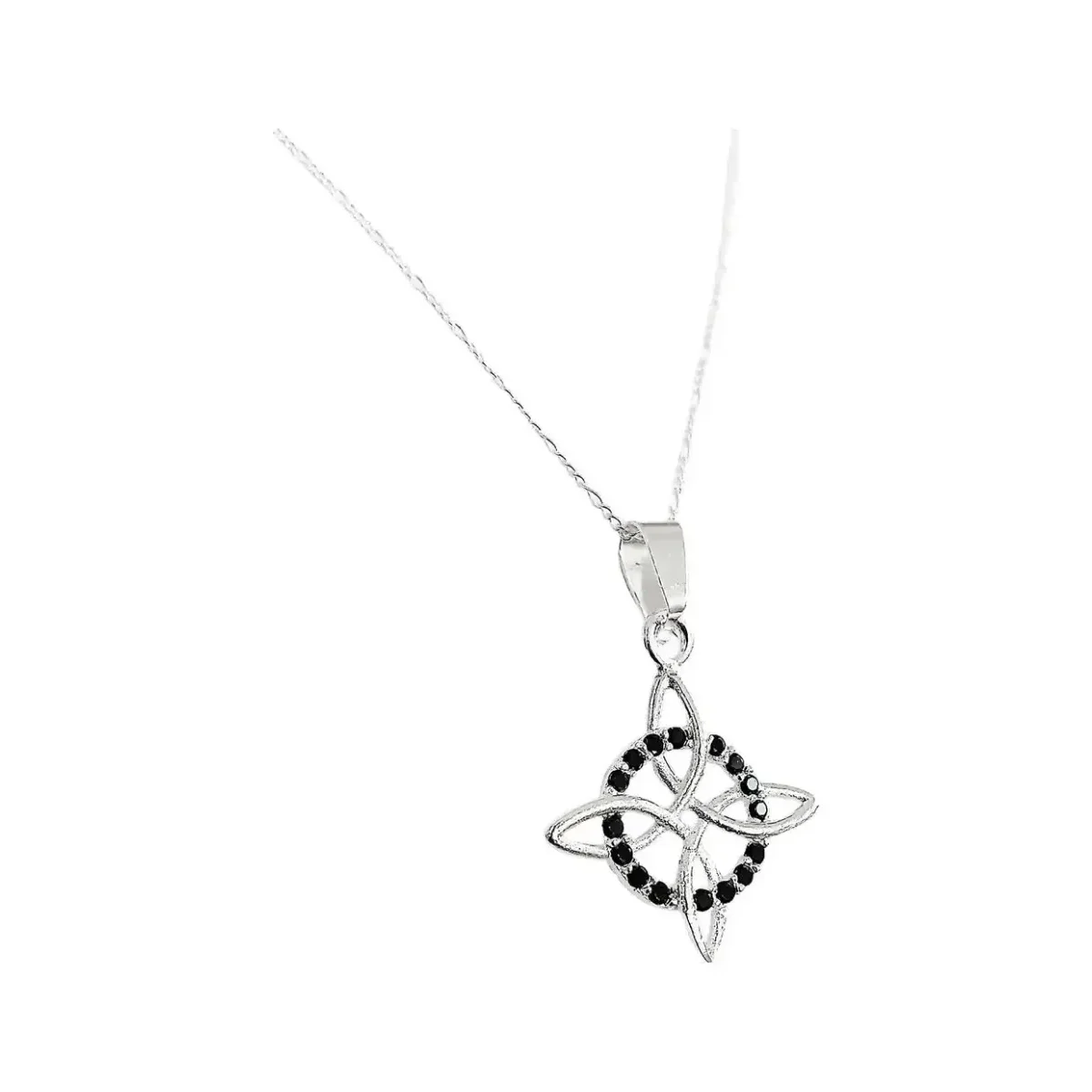 Collar Plata 925 Nudo de Bruja con Zirconia Negra 55cm - Imagen 3