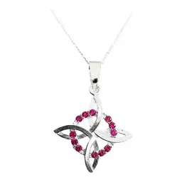 Collar Plata 925 Nudo de Bruja con Zirconia Rosa y Cadena - Imagen 1
