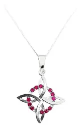 Collar Plata 925 Nudo de Bruja con Zirconia Rosa y Cadena - Imagen 1