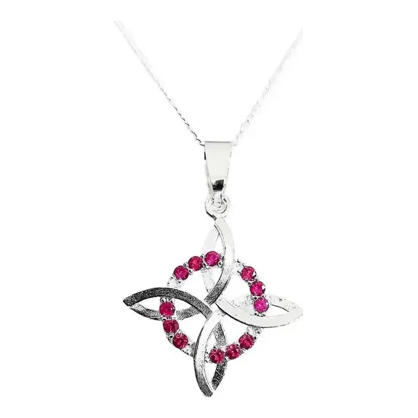 Collar Plata 925 Nudo de Bruja con Zirconia Rosa y Cadena - Imagen 1