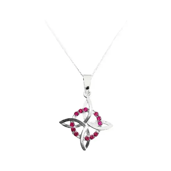 Collar Plata 925 Nudo de Bruja con Zirconia Rosa y Cadena - Imagen 1
