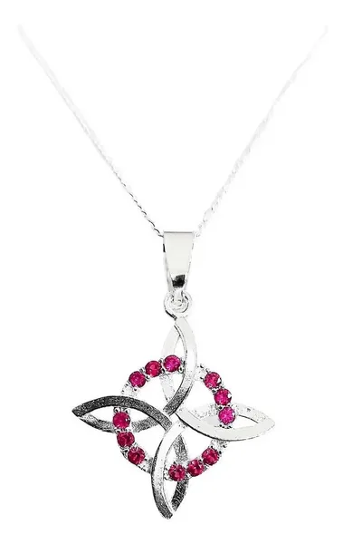 Collar Plata 925 Nudo de Bruja con Zirconia Rosa y Cadena - Imagen 1