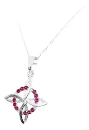 Collar Plata 925 Nudo de Bruja con Zirconia Rosa y Cadena - Imagen 2