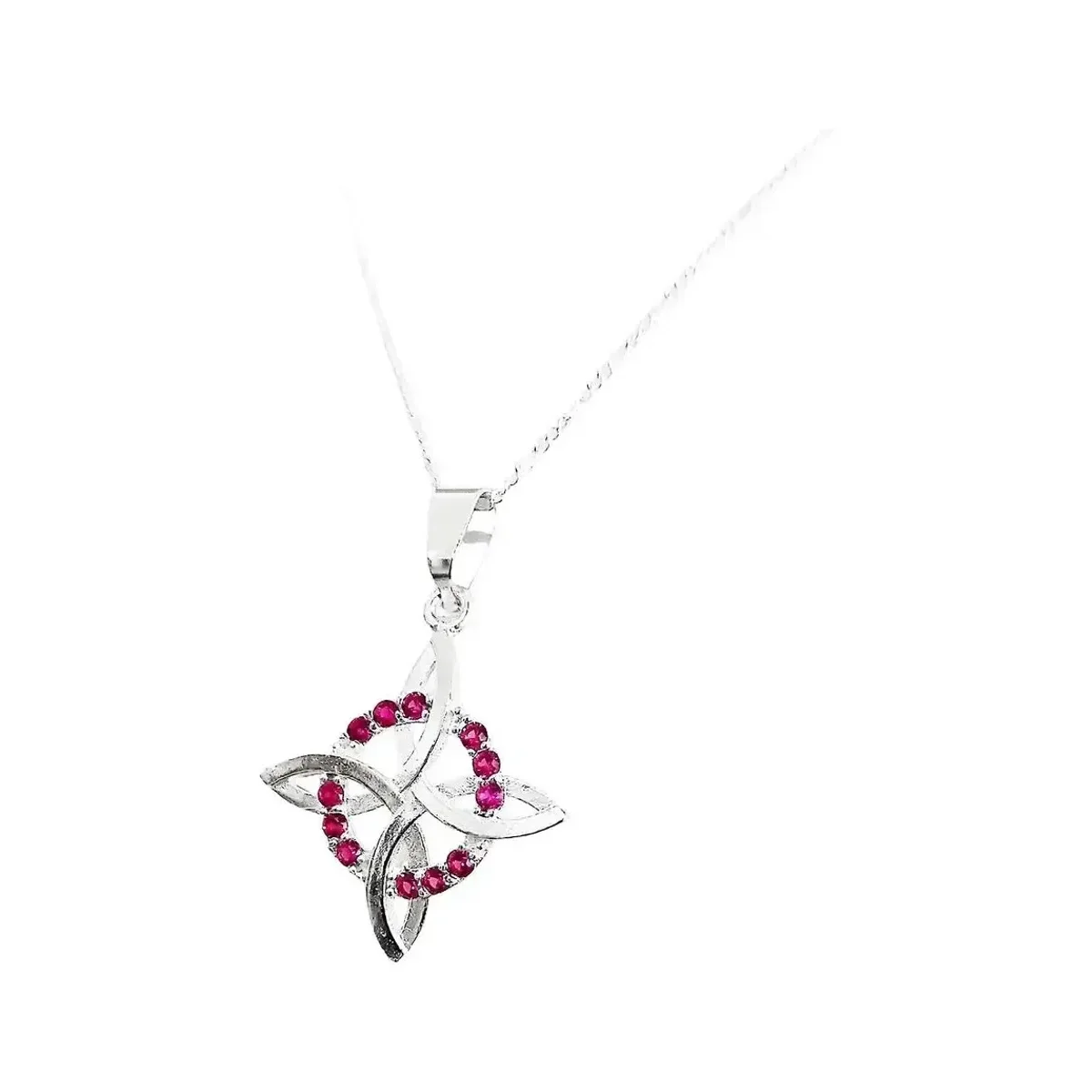 Collar Plata 925 Nudo de Bruja con Zirconia Rosa y Cadena - Imagen 2