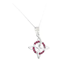 Collar Plata 925 Nudo de Bruja con Zirconia Rosa y Cadena - Imagen 3