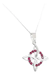 Collar Plata 925 Nudo de Bruja con Zirconia Rosa y Cadena - Imagen 3