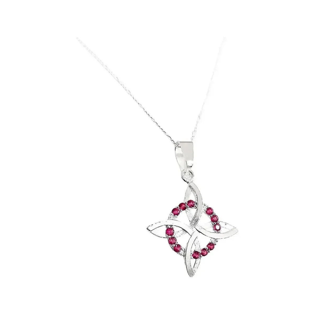 Collar Plata 925 Nudo de Bruja con Zirconia Rosa y Cadena - Imagen 3