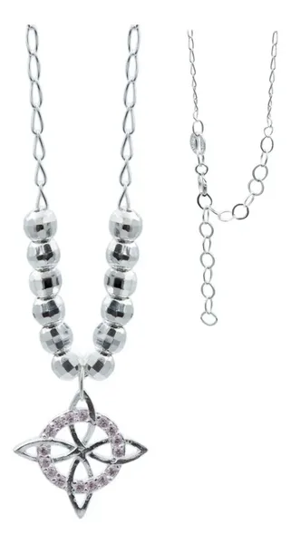 Collar Plata 925 Nudo de Bruja con Zirconia Rosa - Imagen 1