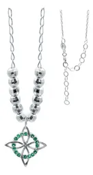Collar Plata 925 Nudo de Bruja con Zirconia Verde Diamantada - Imagen 1