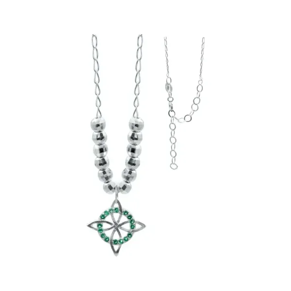 Collar Plata 925 Nudo de Bruja con Zirconia Verde Diamantada - Imagen 1
