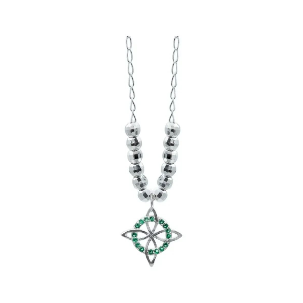 Collar Plata 925 Nudo de Bruja con Zirconia Verde Diamantada - Imagen 2