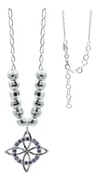 Collar Plata 925 Nudo de Bruja con Zirconia Violeta y Cadena Bolita - Imagen 1