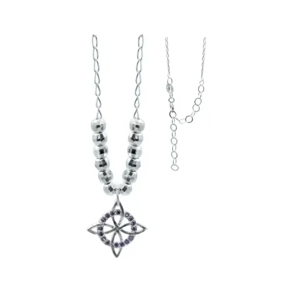 Collar Plata 925 Nudo de Bruja con Zirconia Violeta y Cadena Bolita - Imagen 1